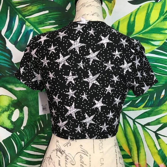 NWT $35 SO Juniors Small Star Print Knot-Front Crop Swim Tee - Picture 3 of 6